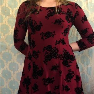 Red & Black Velvet Dress